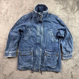 Pacific Trail Men's S Denim Chore Jacket Flannel Lined Blue Jean Coat 90s
